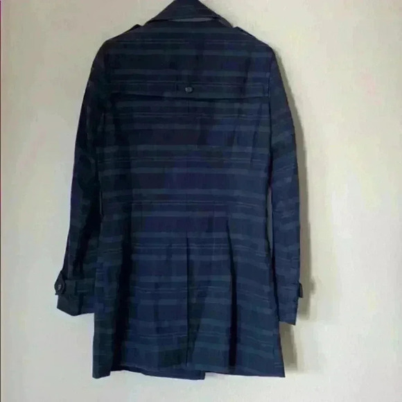 Banana Republic Novelty Plaid Trench Coat Blue Size Small - Picture 6 of 8
